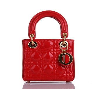 mini lady dior patent leather bag 6321 red with gold hardware